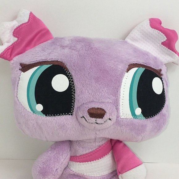 Littlest Pet Shop Plush Wackiest Dog Purple Pink Stuffed Animal Hasbro Big Eyes - Picture 4 of 12